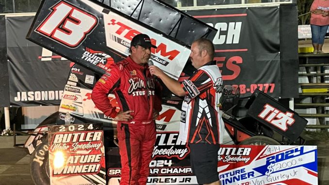 Van Gurley Jr. in victory lane at Butler. (T.J. Buffenbarger Photo)