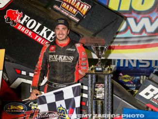 Aaron Reutzel in victory lane after his feature victory Friday with the High Limit Sprint Car Series at Port Royal Speedway. (Jeremy Zarfos Photo)