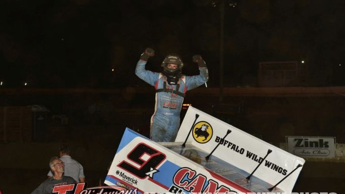 Paul Nienhiser in victory lane at Jacksonville Speedway. (Mark Funderburk Photo)