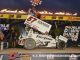 Kyle Larson with his children celebrating his victory during the Joker's Jackpot at Eldora Speedway. (T.J. Buffenbarger Photo)