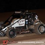 Ralph Brakenberry (#2) racing with Isaac Chapple (#6) Friday at Mt. Pleasant Speedway. (Jim Denhamer Photo)