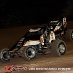 Isaac Chapple (#6) racing with Parker Frederickson (#00) Friday at Mt. Pleasant Speedway. (Jim Denhamer Photo)