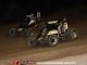 Isaac Chapple (#6) racing with Parker Fredrickson (#00) Friday at Mt. Pleasant Speedway. (Jim Denhamer Photo)