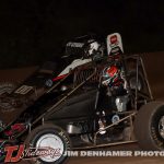 Steve Irwin (#0) racing with Parker Fredrickson (#00) Friday at Mt. Pleasant Speedway with GLTS. (Jim Denhamer Photo)
