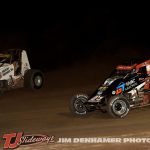 Trey Osborne (#6) racing with Travis Millar (#93) Friday at Mt. Pleasant Speedway with GLTS. (Jim Denhamer Photo)