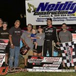 Joe B Miller in victory lane with the Xtreme Outlaw Midget Car Series. (Mark Funderburk Photo)