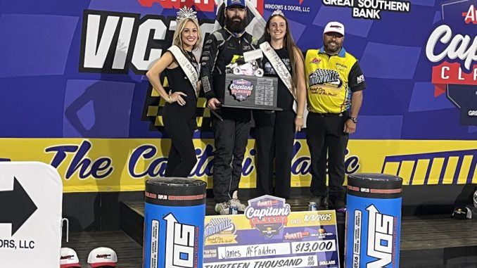 20250804_031243414_iOS James McFadden in victory lane at Knoxville Raceway. (Serena Dalhamer Photo)