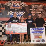Steve Irwin in victory lane with his family and crew at I-96 Speedway. (T.J. Buffenbarger Photo)