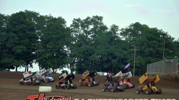 Heat race at Butler Motor Speedway. (T.J. Buffenbarger Photo)