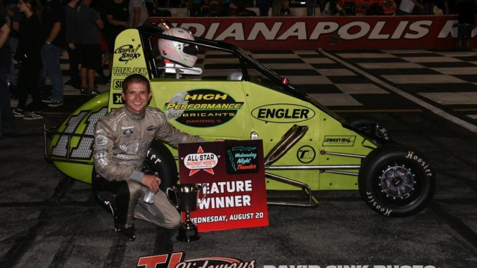 Kyle O'Gara in victory lane at Lucas Oil Indianapolis Raceway Park. (David Sink Photo)