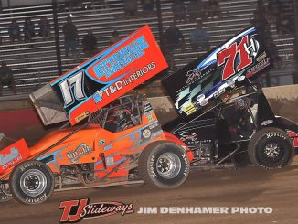 Jared Horstman (#17) and Max Stambaugh (#71) are locked in a fight for the 2025 Great Lakes Super Sprints Michigan region point championship. (Jim Denhamer Photo)