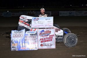 Ricky Lewis in victory lane at Millstream Speedway. (Mike Campbell Photo)