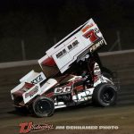 Phil Gressman (#7c) racing with Steve Irwin (#5m) Friday at Tri-City Motor Speedway. (Jim Denhamer Photo)