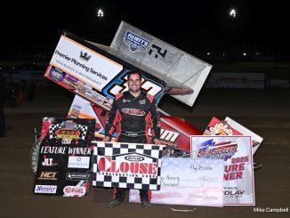 Cap Henry in victory lane at Attica Raceway Park. (Mike Campbell Photo)