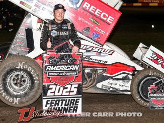 Matt Covington following his victory Friday at Lakeside Speedway with the ASCS National Tour. (Tyler Carr Photo)