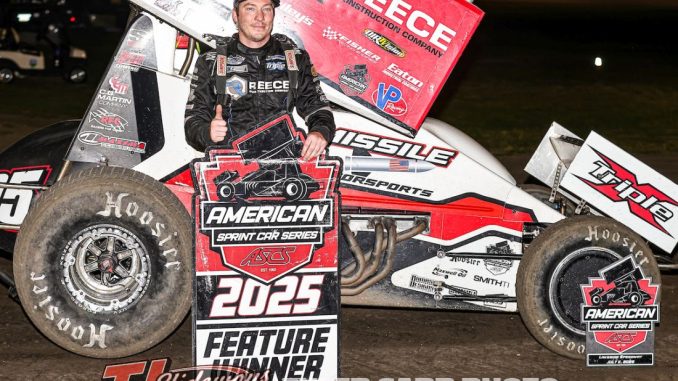 Matt Covington following his victory Friday at Lakeside Speedway with the ASCS National Tour. (Tyler Carr Photo)