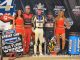 (l to r) Second place Kyle Cummins, winner Daison Pursley, and third place Kevin Thomas Jr. after the USAC National Sprint Car Series portion of the 4-Crown Nationals at Eldora Speedway. (l to r) Second place Kyle Cummins, winner Daison Pursley, and third place Kevin Thomas Jr. after the USAC National Sprint Car Series portion of the 4-Crown Nationals at Eldora Speedway. (T.J Buffenbarger Photo))