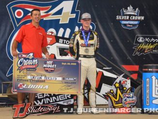 Daison Pursley in victory lane at Eldora Speedway. (T.J. Buffenbarger Photo)