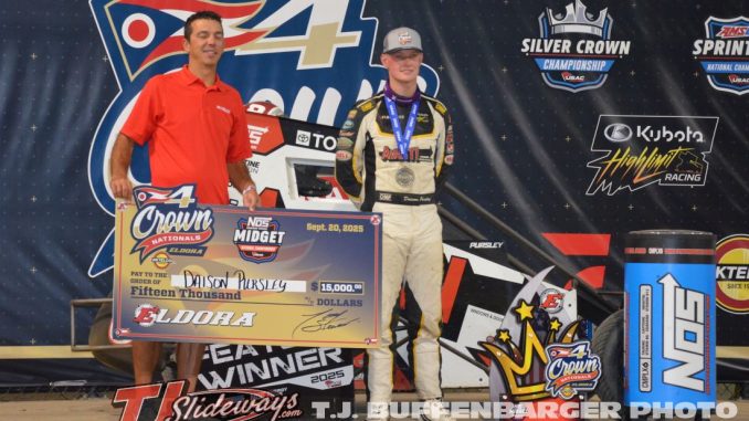 DSC_0050 Daison Pursley in victory lane at Eldora Speedway. (T.J. Buffenbarger Photo)