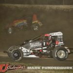 Jake Swanson (#5t) racing with Jadon Rogers (#5) Friday at Tri-City Speedway. (Mark Funderburk Photo)