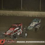 Kyke Cummins (#3P) racing with Chase Stickon (#92) Friday at Tri-City Speedway. (Mark Funderburk Photo)