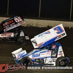 Joe B Miller (#51) and Ayrton Gennetten (#3) Friday at Tri-City Speedway. (Mark Funderburk Photo)