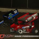 Bryce Norris (#37) racing with Brad Bowden (#7c) Friday at Tri-City Speedway. (Mark Funderburk Photo)