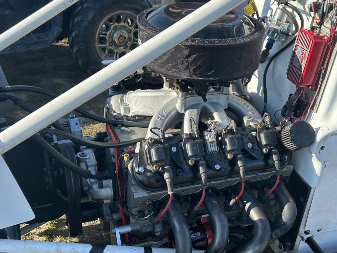 The test LS engine SOS plans on allowing to compete alongside the standard 360 sprint car engines for 2026. (Image courtesy of SOS)