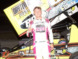 Colton Bettis in victory lane at Showtime Speedway. (Jim Denhamer Photo)