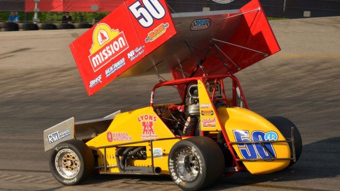 This is the same view the rest of the field had of Kody Swanson at the end of the Race for the Million event Wednesday at Owosso Speedway. (T.J. Buffenbarger Photo)