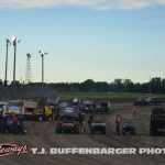 Cars during an open red at I-96 Speedway. (T.J. Buffenbarger Photo)