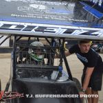Chase Dietz with one of his crew members before going out to qualify at Eldora Speedway. (T.J. Buffenbarger Photo)