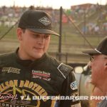 Skylar Gee talking with his car owner Greg Wheeler. (T.J. Buffenbarger Photo)