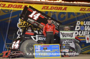 Corey Day in victory lane at Eldora Speedway. (T.J. Buffenbarger Photo)