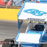 Mike Anderson spins during qualifying at Berlin Raceway. (T.J. Buffenbarger Photo)