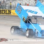 Mike Anderson spins during qualifying at Berlin Raceway. (T.J. Buffenbarger Photo)