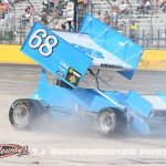 Mike Anderson spins during qualifying at Berlin Raceway. (T.J. Buffenbarger Photo)