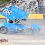 Mike Anderson spins during qualifying at Berlin Raceway. (T.J. Buffenbarger Photo)