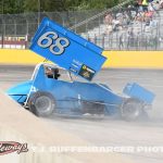 Mike Anderson spins during qualifying at Berlin Raceway. (T.J. Buffenbarger Photo)