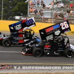 Chase Cabre (#26) racing with Chase Locke (#88) Saturday at Berlin Raceway. (T.J. Buffenbarger Photo)