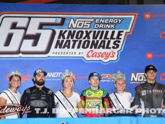 (L to R) Second place James McFadden, winner Sheldon Haudenschild, and third place Jace Park. (T.J. Buffenbarger Photo)