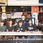 (L to R) Danny Sams III, Justin Henderson, Brock Zearfoss, and Jack Wagner pose with Shane Carson during an autograph session in the Trostle Garage inside of the National Sprint Car Hall of Fame and Museum. (T.J. Buffenbarger Photo)