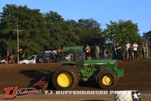 Butler Motor Speedway putting their backup tiller to use after the primary failed on Saturday morning. (T.J. Buffenbarger Photo)