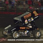 Sammy Swindell at speed in his restored TMC Sprint Car during the 65th Knoxville Nationals. (Mark Funderburk Photo)