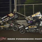 Tanner Thorson (#88) and James McFadden (21T) during the finale of the 65th Knoxville Nationals. (Mark Funderburk Photo)