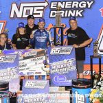Kyle Larson and team after winning the 65th Knoxville Nationals. (Mark Funderburk Photo)