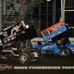 Scott Bogucki (#1X) racing with Logan Schuchart (#1S) and Spencer Bayston (#17) Thursday at Knoxville Raceway. (Mark Funderburk Photo)