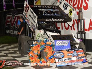 Kyle Larson's winner car after the 65th Knoxville Nationals. (Mark Funderburk Photo)