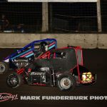 Dominic Bruns (#12C) racing with Cruz Stanfill (#51S) Friday at Lincoln Speedway. (Mark Funderburk Photo)
