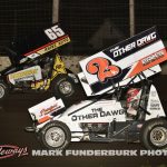 Jordan Goldesberry (#65) racing with Austin Archdale (#2A) Friday at Lincoln Speedway. (Mark Funderburk Photo)